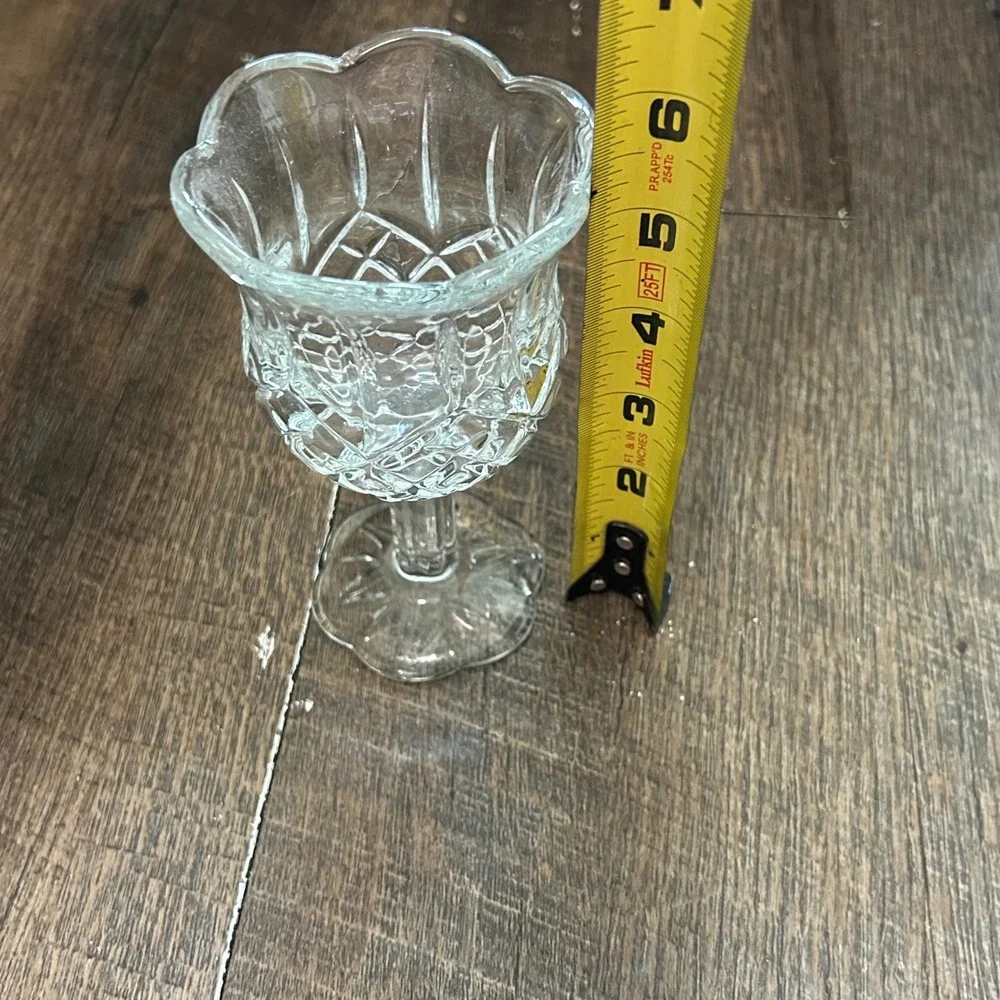 Vintage Homco Pressed Glass‎ Scalloped Tulip Votive Holder Small Goblet 5.25